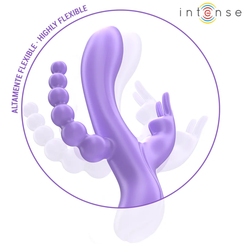 Intense - Miko Triple Vibrateur Lapin & Stimulateur & Anal 7 Vibrations Violet - Image 5
