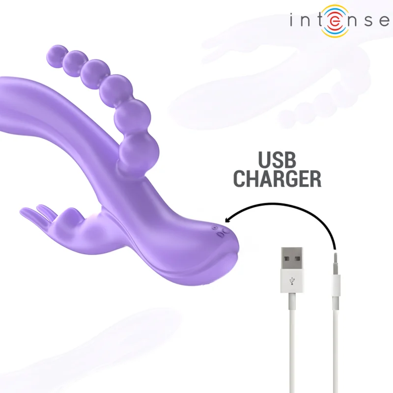 Intense - Miko Triple Vibrateur Lapin & Stimulateur & Anal 7 Vibrations Violet - Image 8