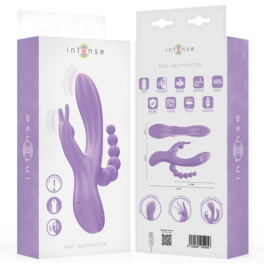 Intense - Miko Triple Vibrateur Lapin & Stimulateur & Anal 7 Vibrations Violet - Image 9