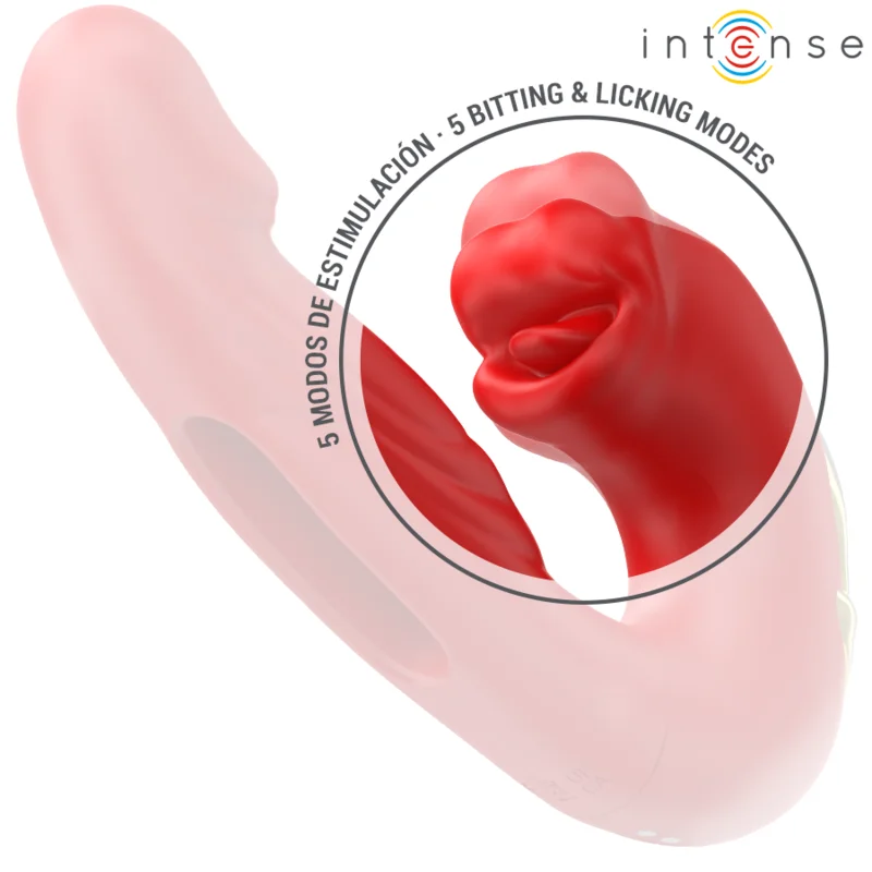 INTENSE - NATHY DOUBLE VIBRATOR WITH MULTIFUNCTION STIMULATING MOUTH RED - Image 6