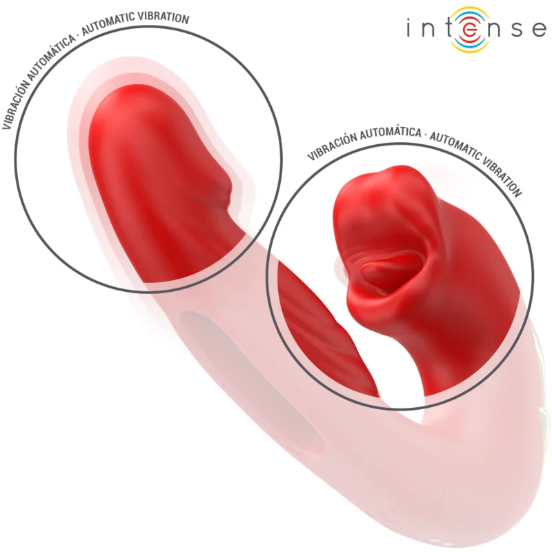 INTENSE - NATHY DOUBLE VIBRATOR WITH MULTIFUNCTION STIMULATING MOUTH RED - Image 7