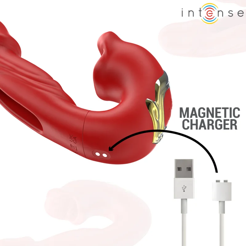 INTENSE - NATHY DOUBLE VIBRATOR WITH MULTIFUNCTION STIMULATING MOUTH RED - Image 8