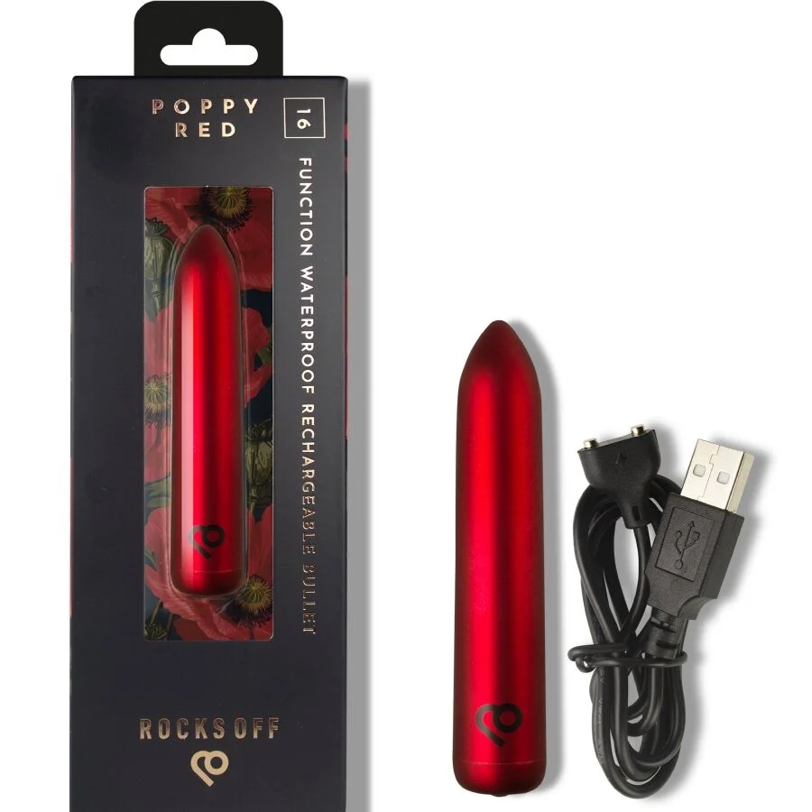 ROCKS-OFF - RECHARGEABLE VIBRATING BULLET POPPY RED - Image 7