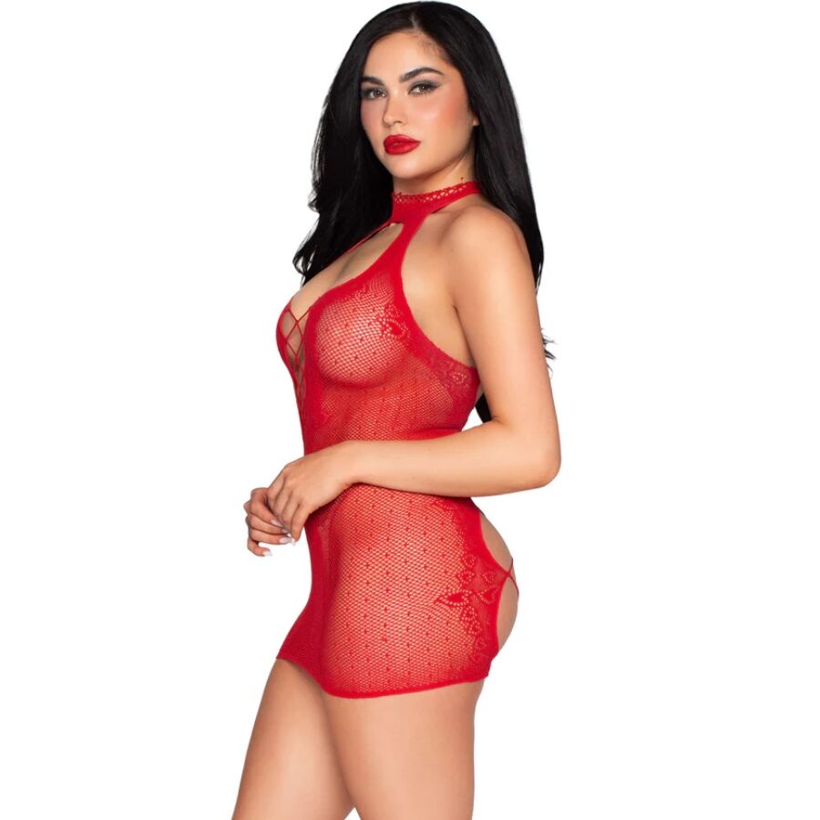LEG AVENUE - 81675 HALTER MINI DRESS RED - ONE SIZE - Image 3