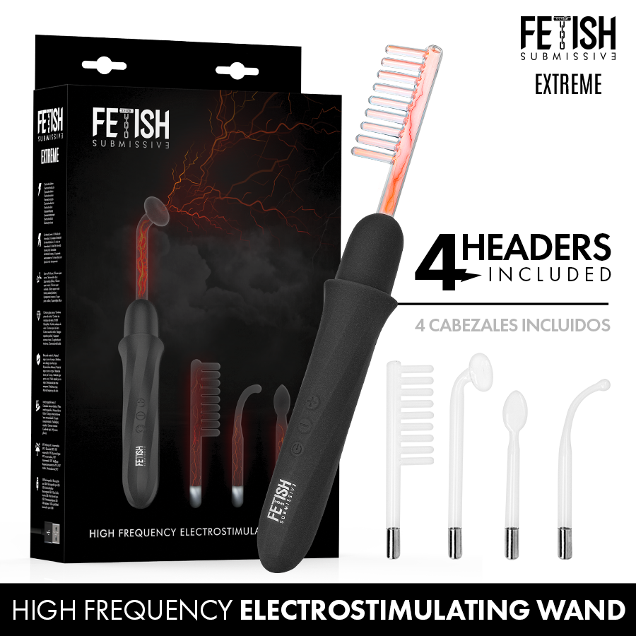 FETISH SUBMISSIVE - VIBRADOR WAND ELECTROESTIMULACIÓN ALTA FRECUENCIA