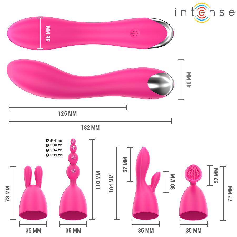 INTENSE - VIBRATEUR CHER AVEC 20 MODES DE MOUVEMENTS ET EMBOUTS INTERCHANGEABLES - Image 3
