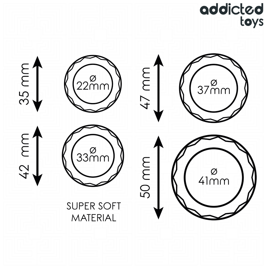 ADDICTED TOYS - ENSEMBLE D'ANNEAUX PÉNIS TEXTURÉS, 4 TAILLES - Image 6
