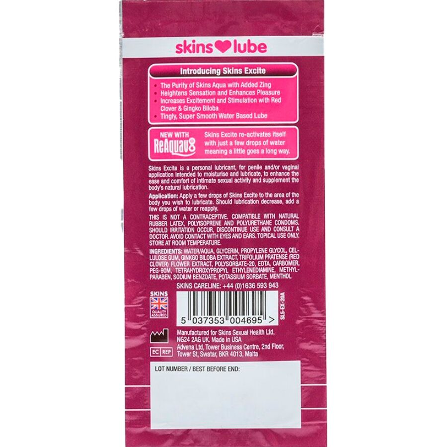 SKINS - EXCITE WATER-BASED LUBRICANT SINGLE-DOSE 5 ML - Image 3