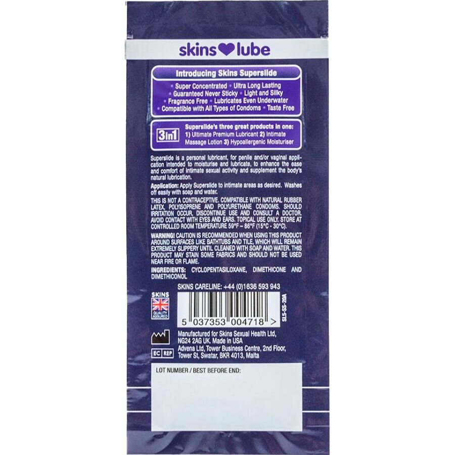 SKINS - SUPERSLIDE LUBRIFIANT À BASE DE SILICONE DOSE UNIQUE 5 ML - Image 3