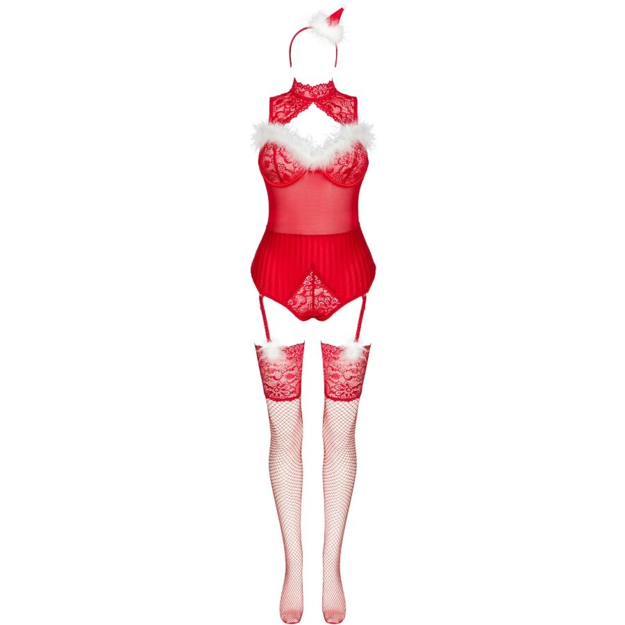 Livco Corsetti Fashion - Limpid Snowflakes Lc 90604 Body + Bas + Bandeau De Noël S/M - Image 4