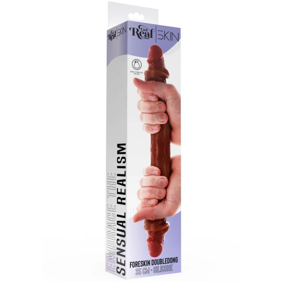 GET REAL - GODEMICHET EN SILICONE À DOUBLE EXTRÉMITÉ CARAMEL 35 CM - Image 5