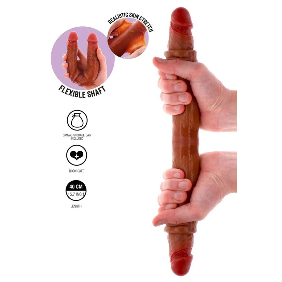 GET REAL - GODEMICHET EN SILICONE À DOUBLE EXTRÉMITÉ CARAMEL 40 CM - Image 3