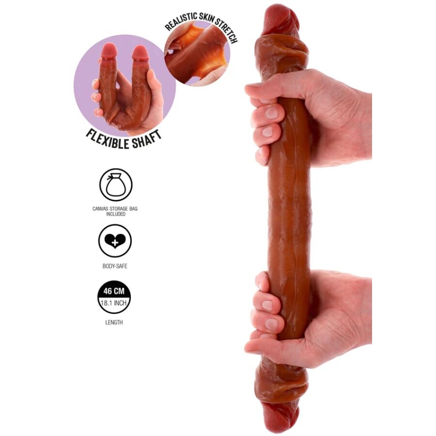 GET REAL - GODEMICHET EN SILICONE À DOUBLE EXTRÉMITÉ CARAMEL 46 CM - Image 3