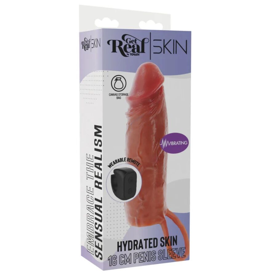 GET REAL - MANCHON PÉNIS VIBRANT EN SILICONE HYDRATANT CARAMEL 16 CM - Image 6