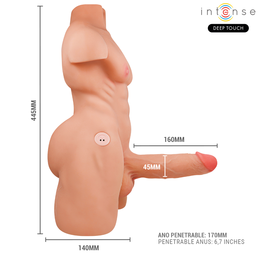 INTENSE DEEP TOUCH - TORSE MARTY AVEC ANUS ET GODEMICHET RÉALISTE AVEC POUSSE ET VIBRATION, TÉLÉCOMMANDE, 6,2 KG - Image 7