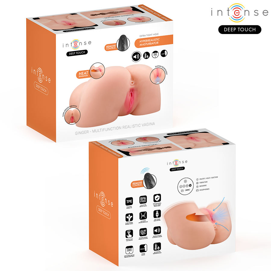 INTENSE DEEP TOUCH - MASTURBATEUR VAGINAL GINGER AVEC SUCCION, CHALEUR, VIBRATION ET EFFETS VOCAUX, TÉLÉCOMMANDE INCLUSE, 5,3 KG - Image 4