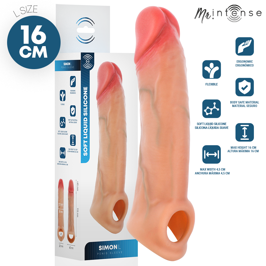 MR INTENSE - SIMON L PROTECTION PÉNALE EN SILICONE 16 CM -Ø- 4,5 CM