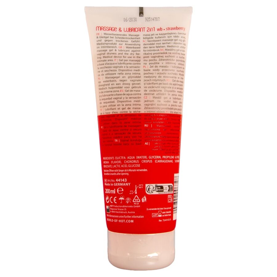 HOT - GEL DE MASSAGE ET DE GLISSE 2 EN 1 À LA FRAISE 200 ML - Image 3