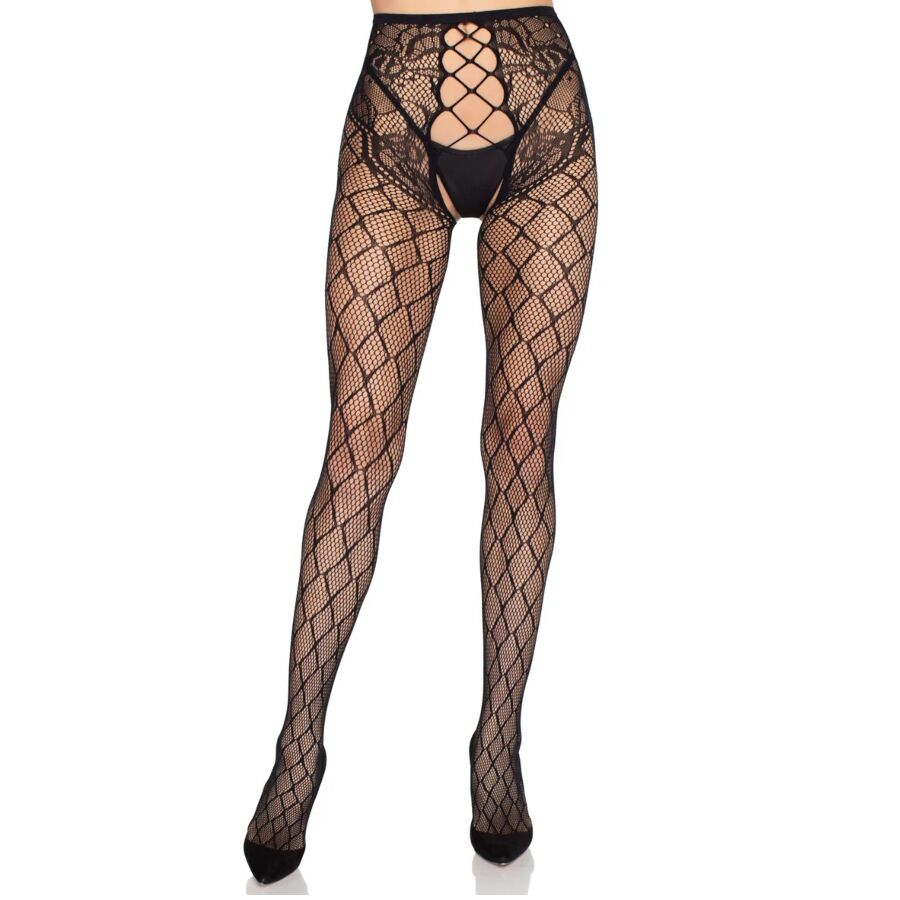 Leg Avenue - 1966 Collants Résille Avec Culotte Sans Entrejambe Noir - Taille Unique - Image 5
