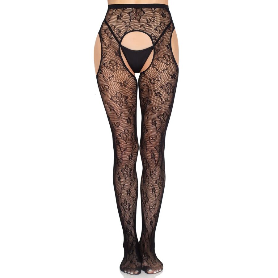 Leg Avenue - 1967 Collants Résille Bloom Noirs - Taille Unique