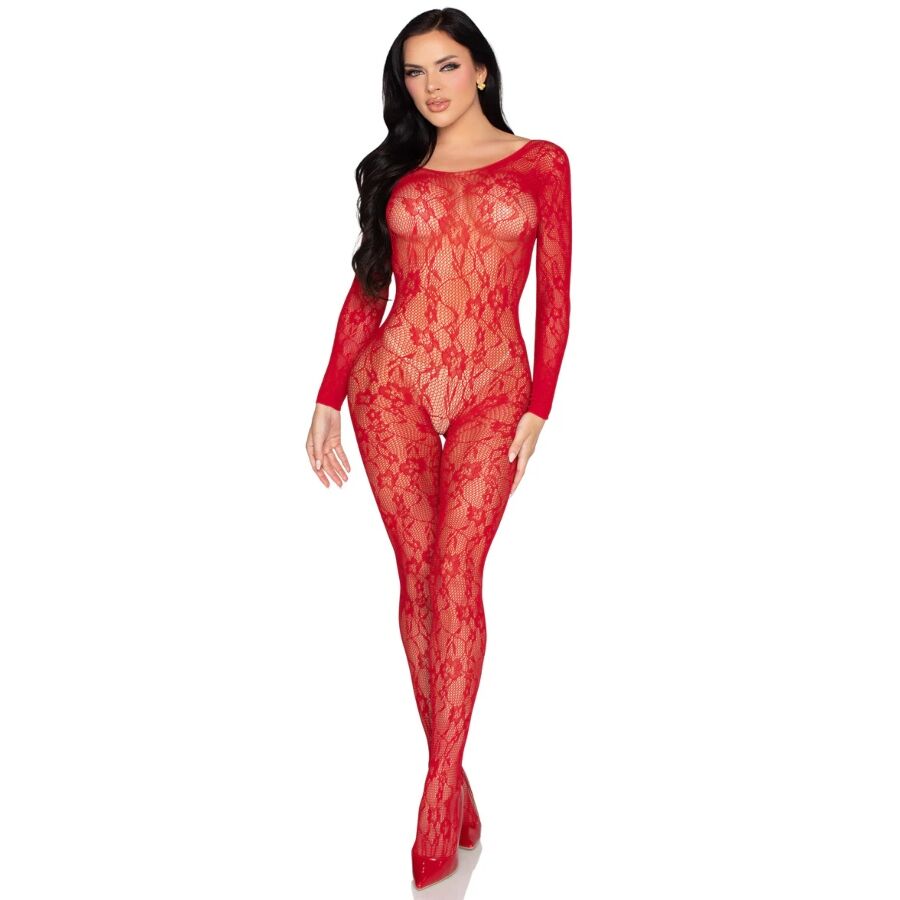 LEG AVENUE - 89366 LINGERIE EN DENTELLE BODYSTOCKING ROUGE - TAILLE UNIQUE - Image 3
