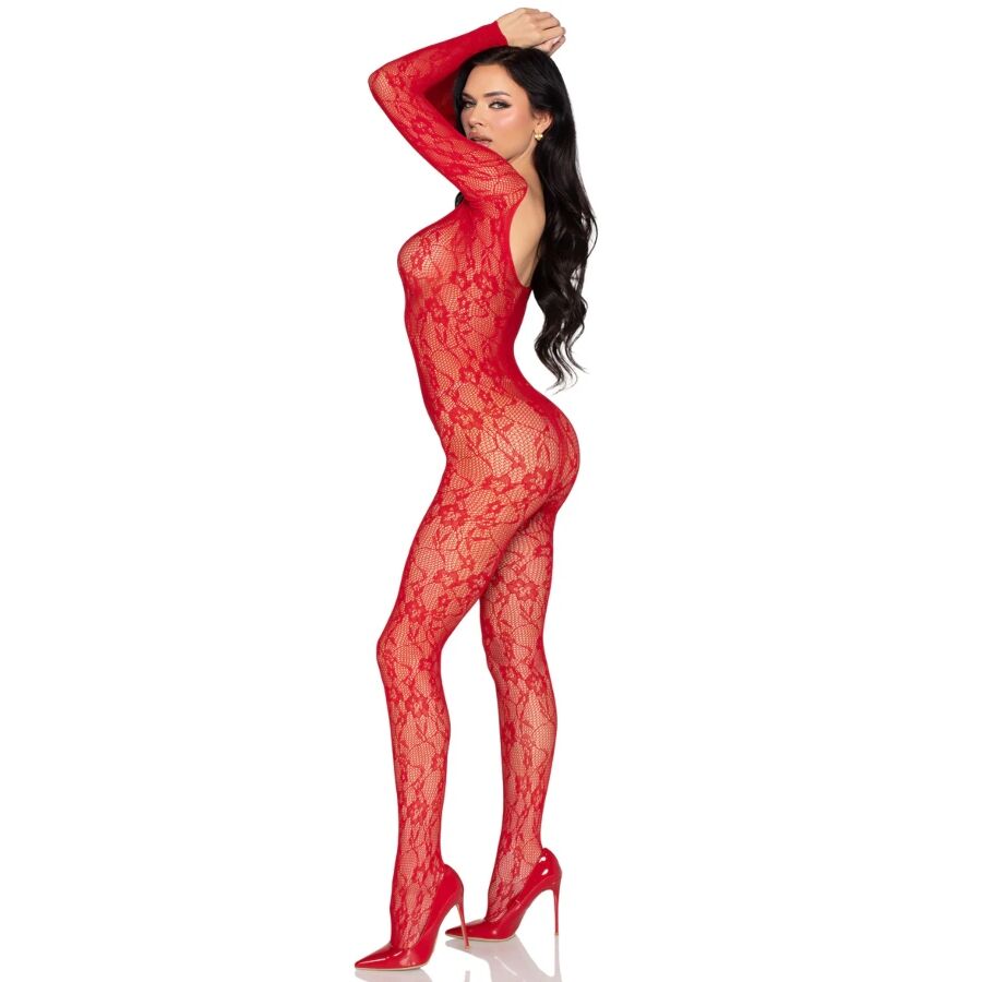 LEG AVENUE - 89366 LINGERIE EN DENTELLE BODYSTOCKING ROUGE - TAILLE UNIQUE - Image 5