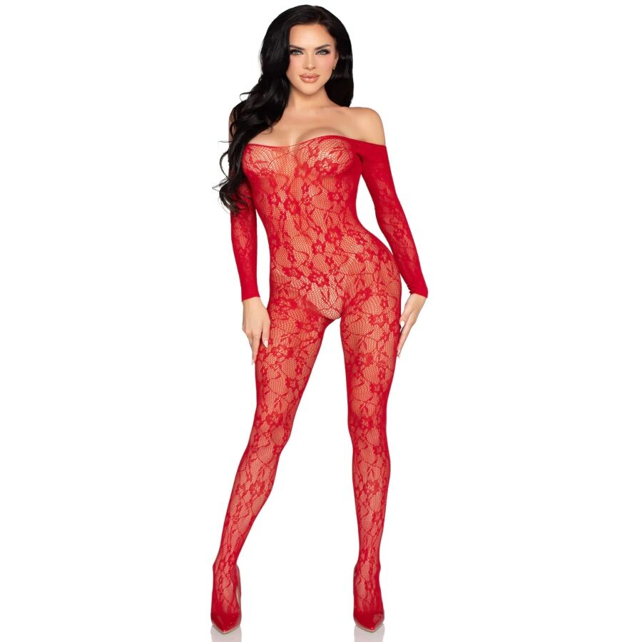 LEG AVENUE - 89366 LINGERIE EN DENTELLE BODYSTOCKING ROUGE - TAILLE UNIQUE - Image 6