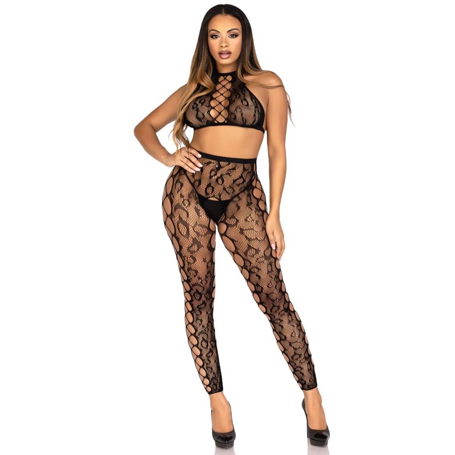 LEG AVENUE - 89372 CROP TOP ET COLLANTS SANS ENTREJAMBE NOIRS - Image 5