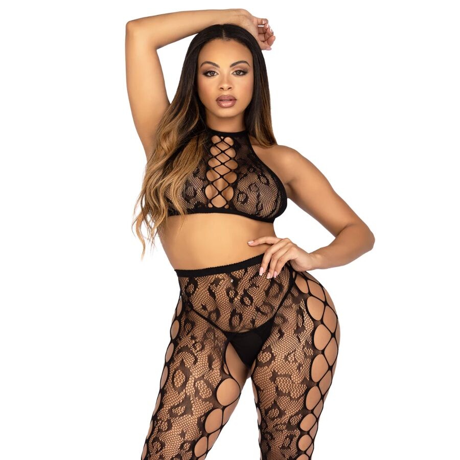 LEG AVENUE - 89372 CROP TOP ET COLLANTS SANS ENTREJAMBE NOIRS - Image 7