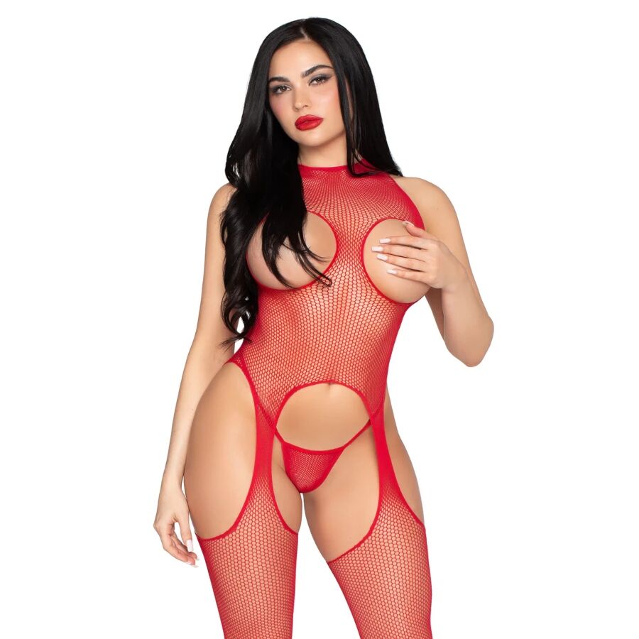 LEG AVENUE - 89374 BODYSTOCKING ET CULOTTE ROUGES SANS COUVERCLE