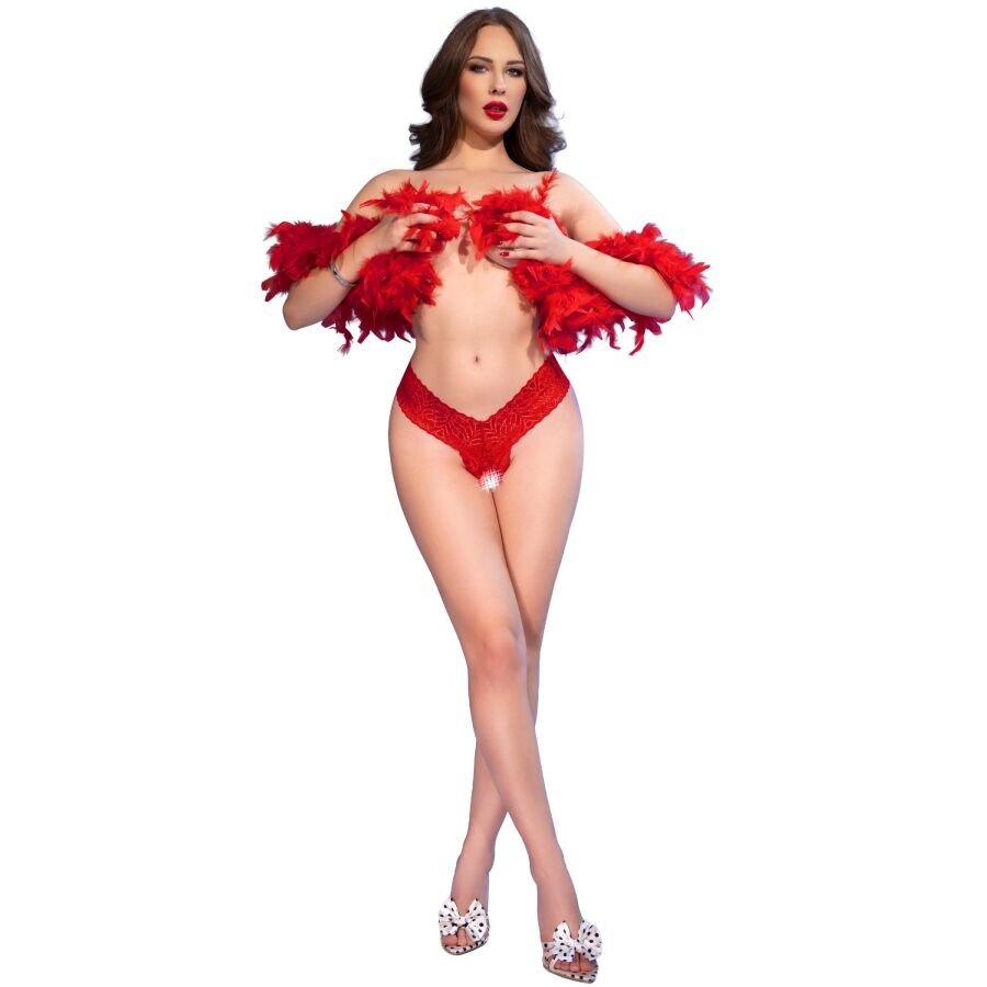 CHILIROSE - CR 4885 STRING ROUGE À ENTREJAMBE OUVERTE XL