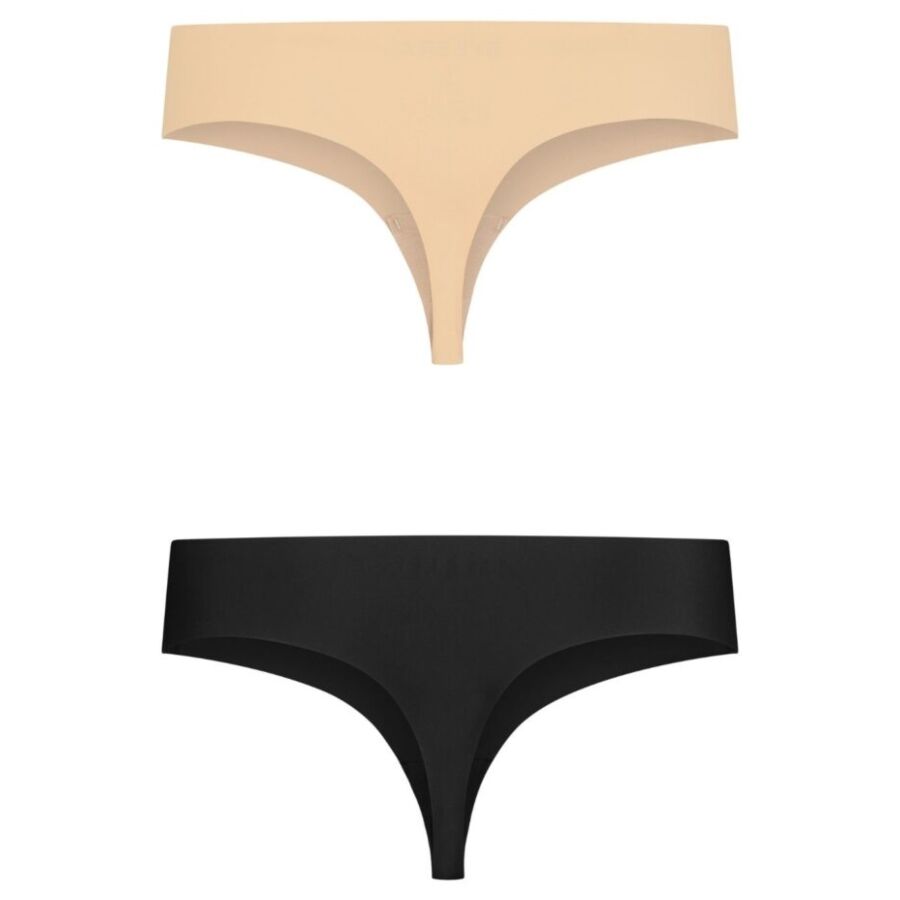 BYE-BRA - PACK 2 TANGAS INVISIBLES BEIGE Y NEGRO TALLA