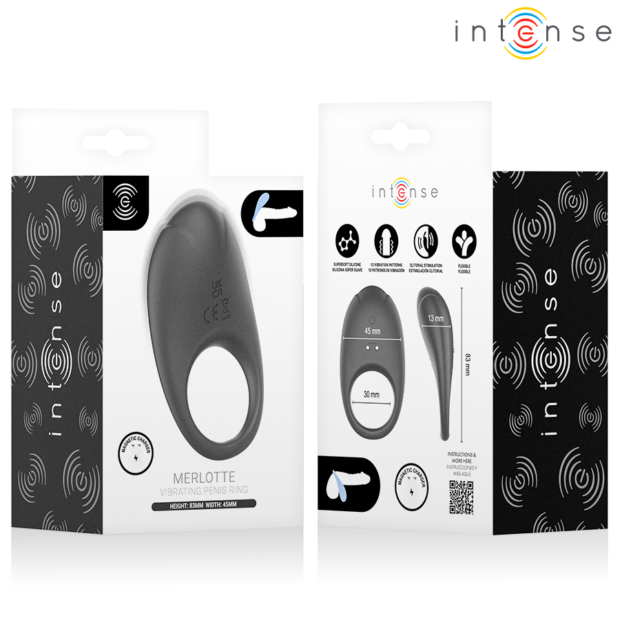 Intense - Merlotte Anillo Vibrador Con Estimulación De Clítoris Negro - Image 11