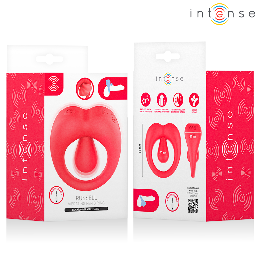 INTENSE - RUSSELL ANILLO VIBRADOR CON ESTIMULACIÓN DE CLÍTORIS ROJO - Image 10