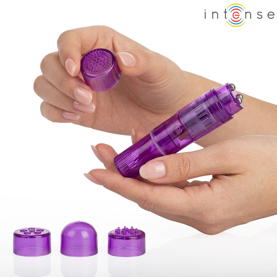 Intense - Mini Masseur Kurt Avec 4 Têtes Interchangeables Violette - Image 3