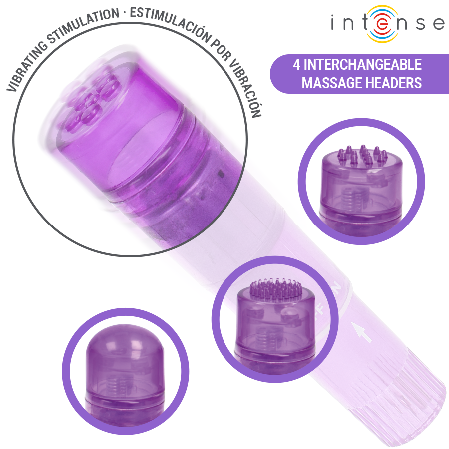 Intense - Mini Masseur Kurt Avec 4 Têtes Interchangeables Violette - Image 4