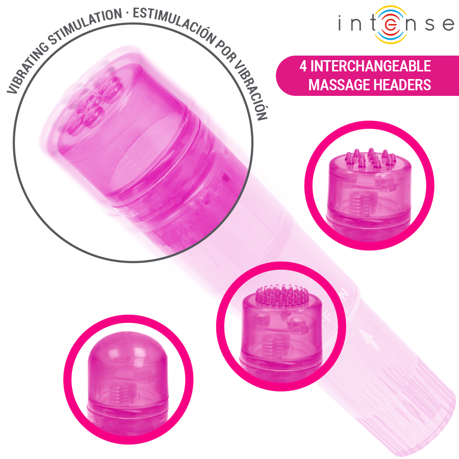 Intense - Mini Masseur Kurt Avec 4 Têtes Interchangeables Rose - Image 4