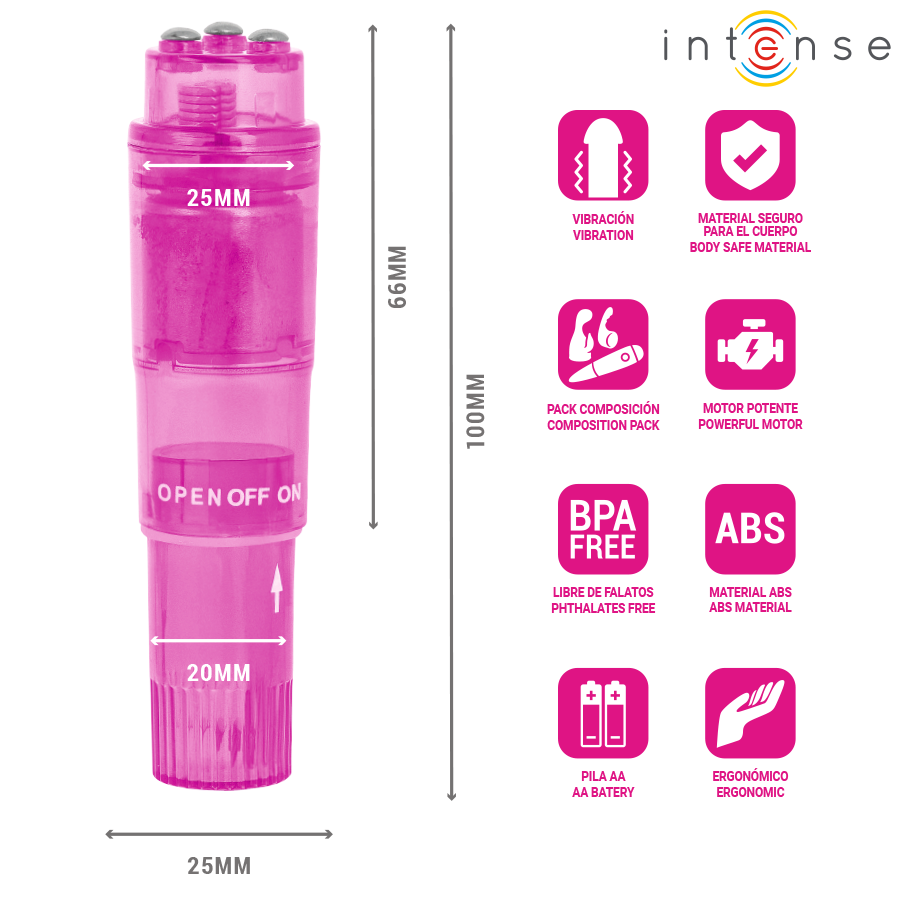Intense - Mini Masseur Kurt Avec 4 Têtes Interchangeables Rose - Image 6