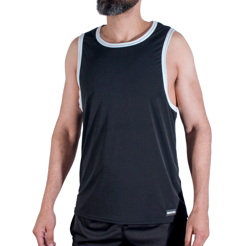 MACHO - CMV004 T-SHIRT DE SPORT NOIR TAILLE S/M