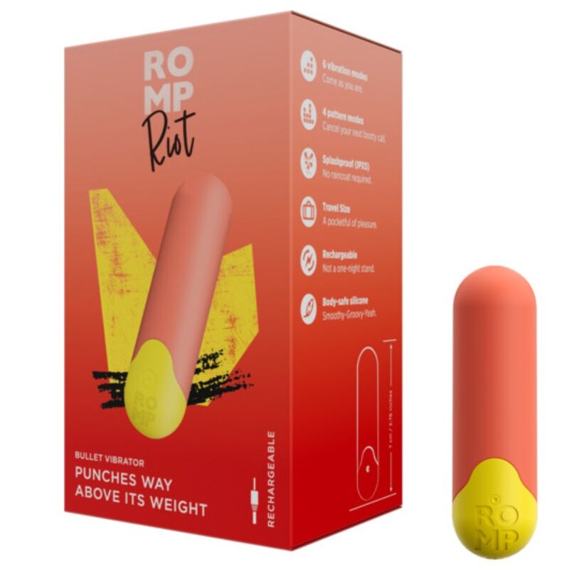 ROMP - RIOT MULTIFUNCTION VIBRATING BULLET ORANGE + YELLOW - Image 7