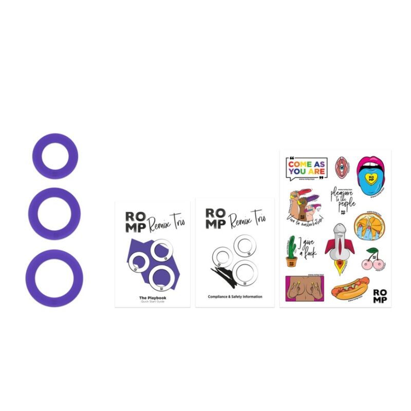 ROMP - REMIX TRIO ENSEMBLE DE 3 ANNEAUX PÉNIS EN SILICONE VIOLETTES - Image 12