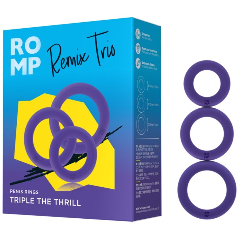 ROMP - REMIX TRIO ENSEMBLE DE 3 ANNEAUX PÉNIS EN SILICONE VIOLETTES - Image 6