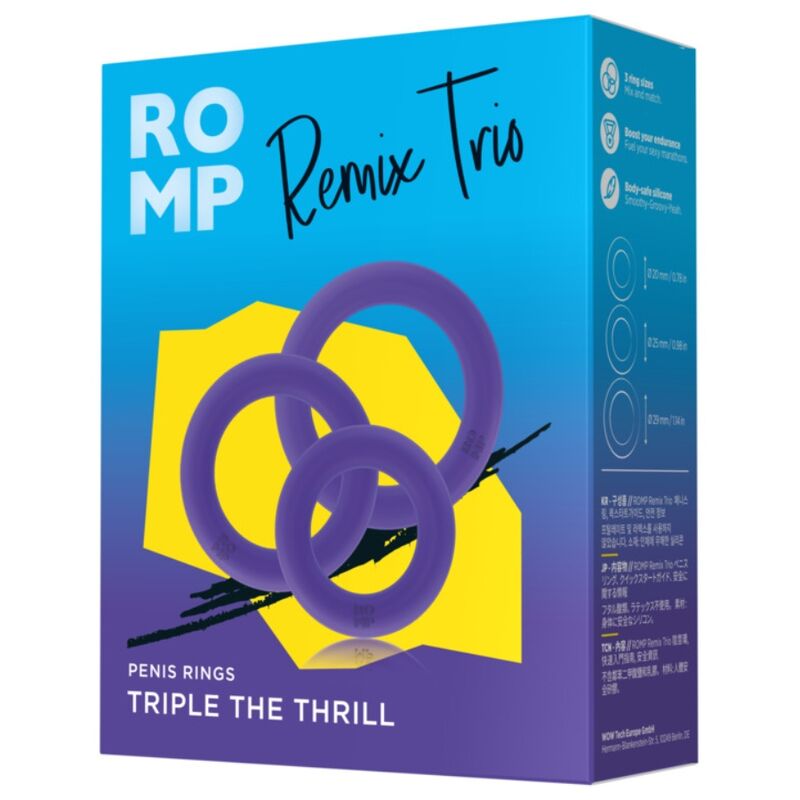 ROMP - REMIX TRIO ENSEMBLE DE 3 ANNEAUX PÉNIS EN SILICONE VIOLETTES - Image 7