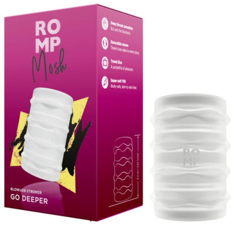 ROMP - MOSH MASTURBATEUR MÂLE TRANSPARENT AVEC GAINE RÉVERSIBLE DE 6 CM - Image 3