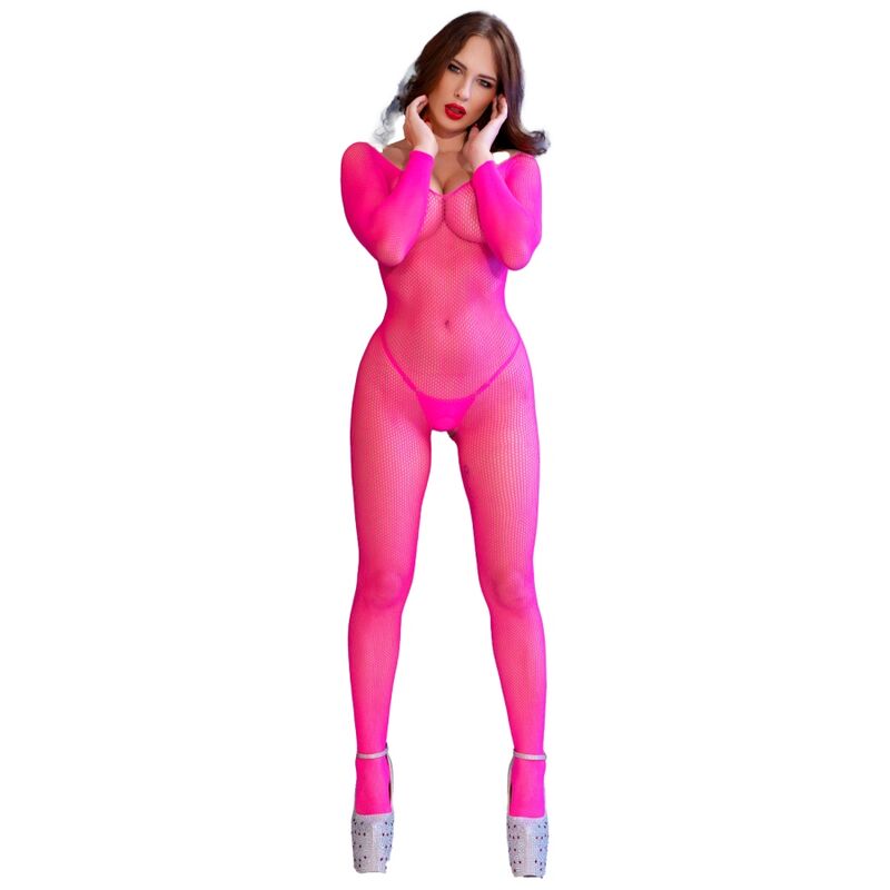CHILIROSE - CR 4894 BODYSTOCKING EN RÉSEILLE ROSE NÉON - Image 6