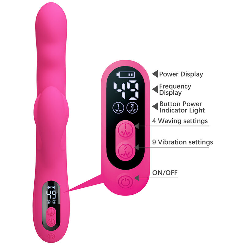 Pretty Love - Winters Multifunction Rabbit Vibrator With Led Display Pink - Image 9
