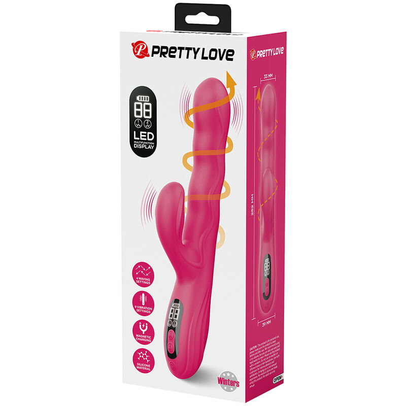 Pretty Love - Winters Multifunction Rabbit Vibrator With Led Display Pink - Image 11