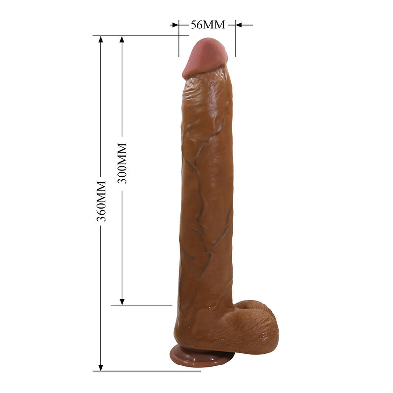Pretty Love - Dany Realistic Flexible Dildo With Suction Cup 36 Cm -Ø- 5.6 Cm Brown - Image 6