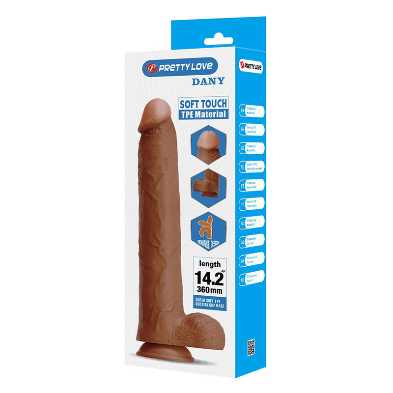 Pretty Love - Dany Realistic Flexible Dildo With Suction Cup 36 Cm -Ø- 5.6 Cm Brown - Image 8