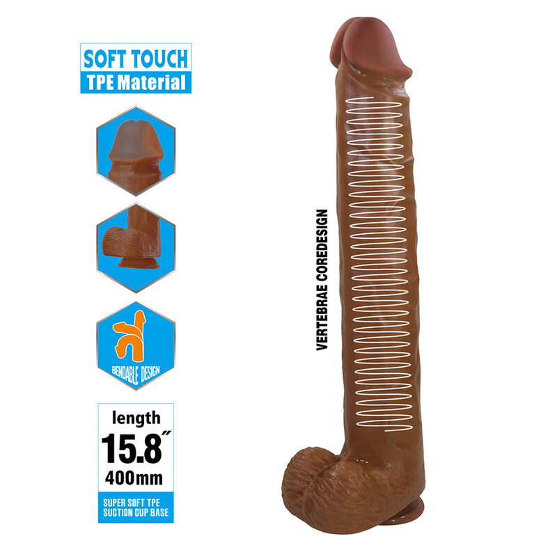 Pretty Love - Pat Realistic Flexible Dildo With Suction Cup 40 Cm -Ø- 6 Cm Brown - Image 7